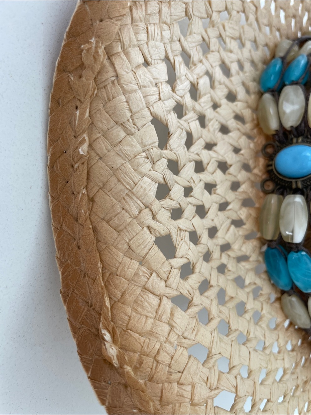 MILANI Straw Western Hat with Turquoise & Cream Bead Band - Picture 7 of 16